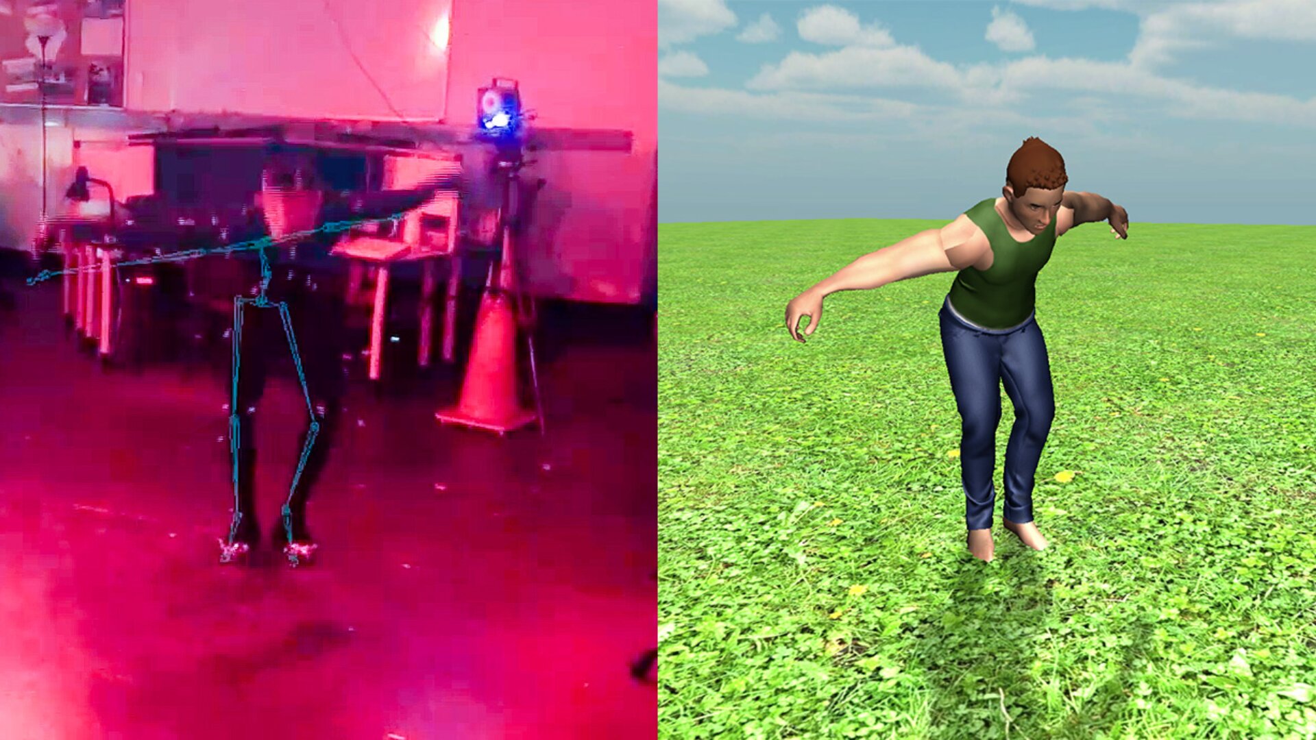 A professional dancer in a motion-capture suit recording dance moves for VEnvI.